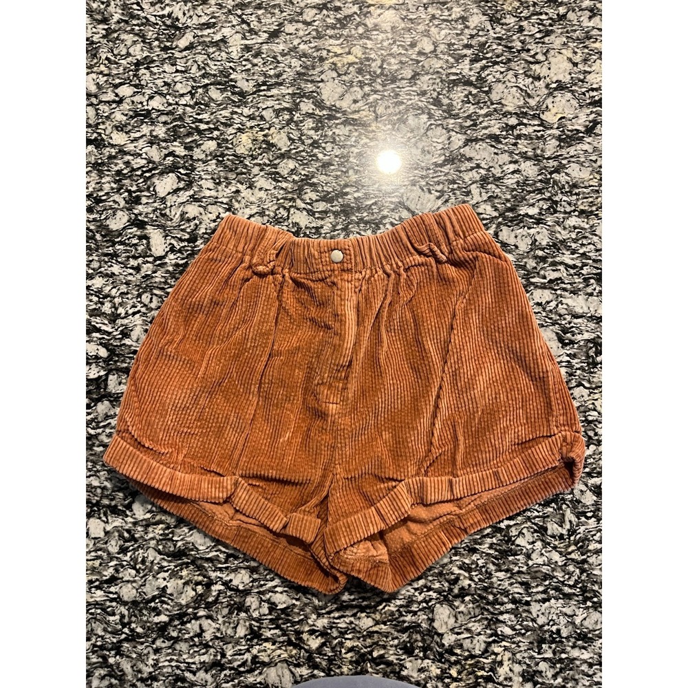 She + Sky Shorts Womens Large Brown Corduroy Casual Cuffed Hem Everyday Wear